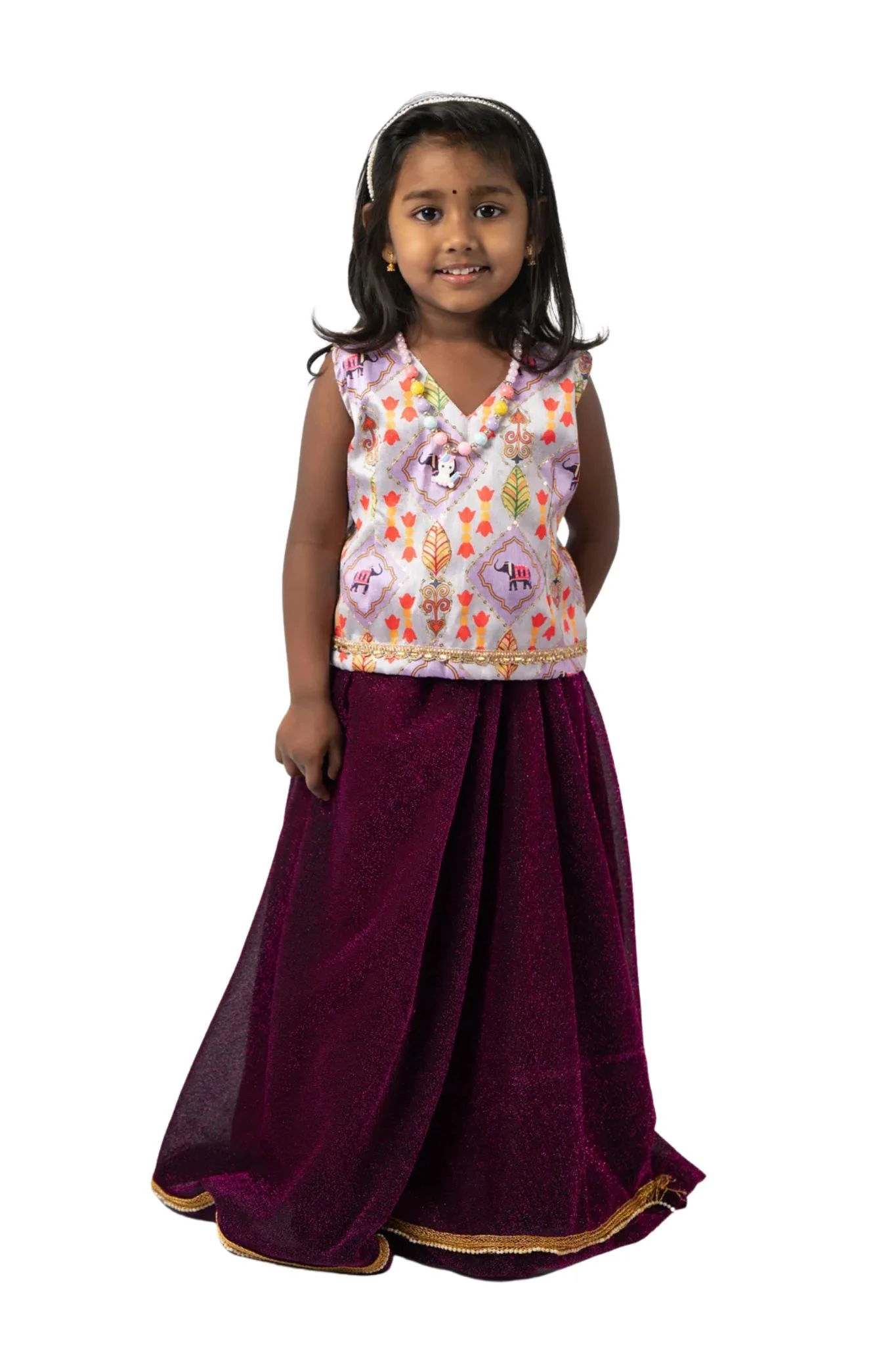 Lehenga festif Petite Princesse – Velours Rose – Image 3