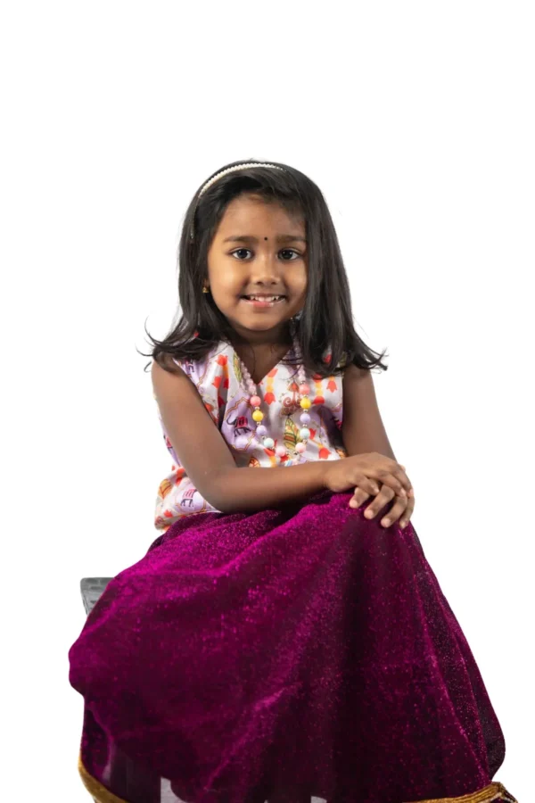 Lehenga festif Petite Princesse – Velours Rose