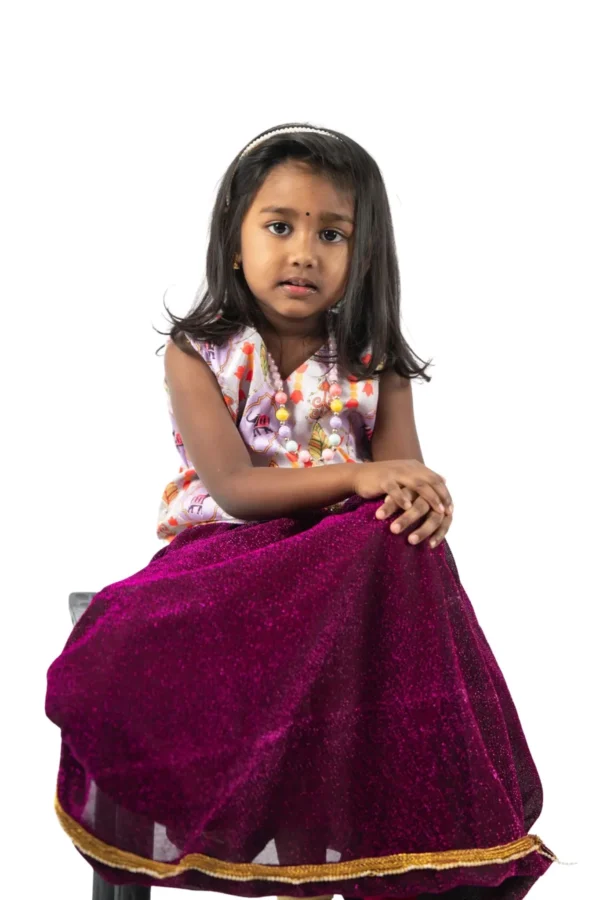 Lehenga festif Petite Princesse – Velours Rose