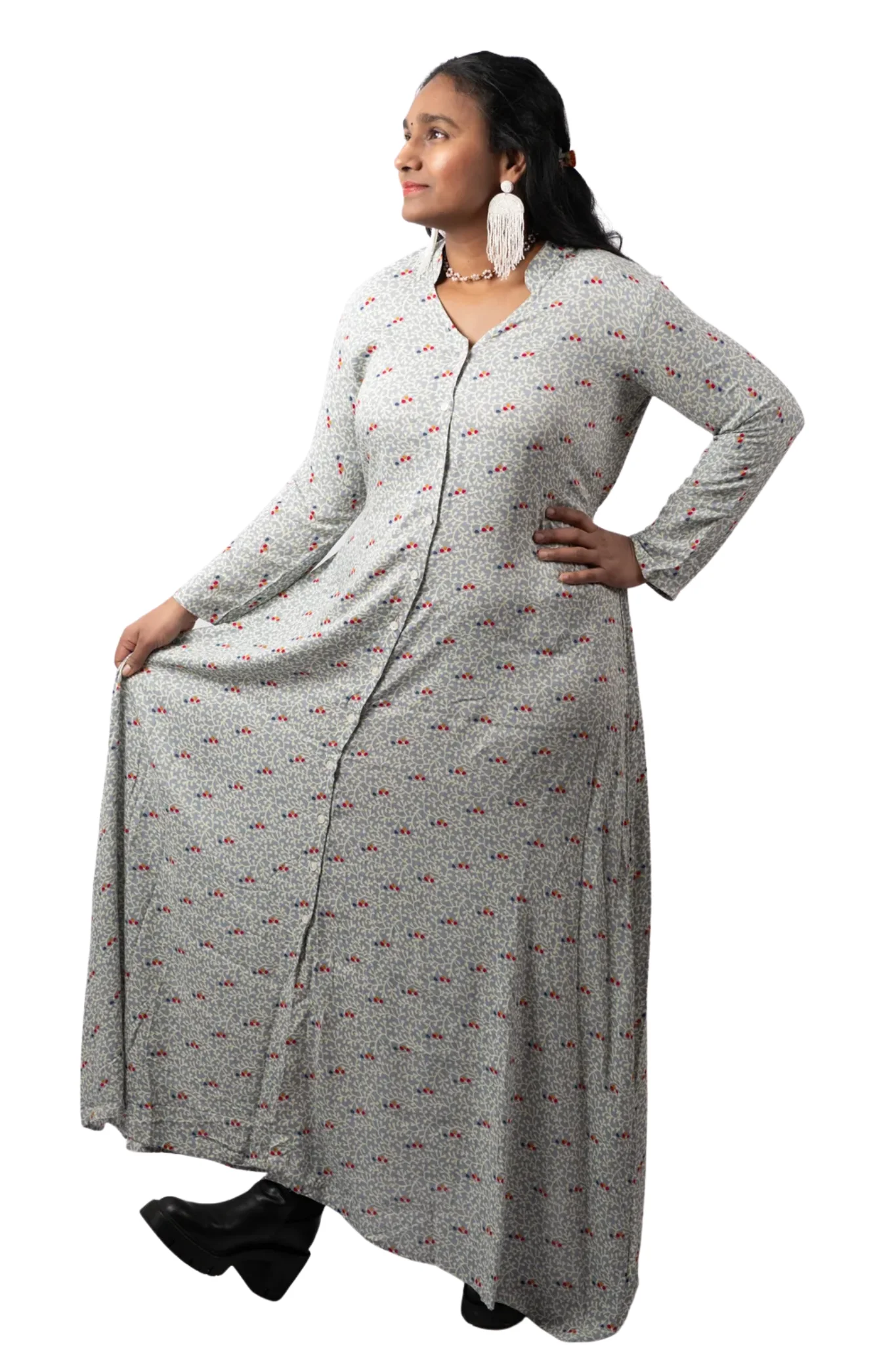 Robe Chemise Bleu Motif Délicat – Image 5