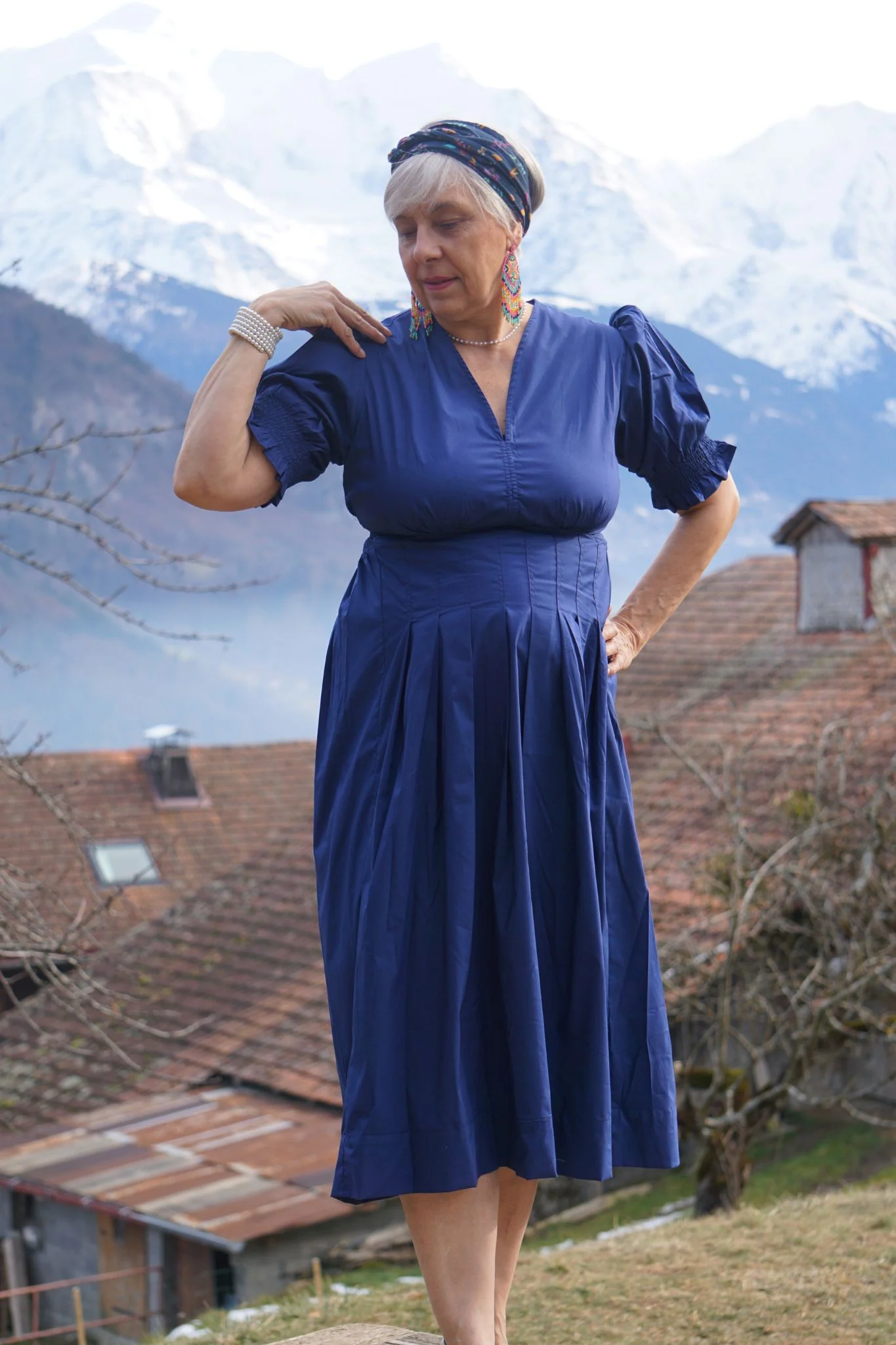 Robe Midi Femme Bleue Élégante – Image 2